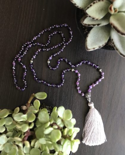 Amethyst + Lepidolite Mala