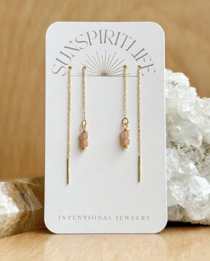 Threader Earrings ⋆ Orange Gemstones