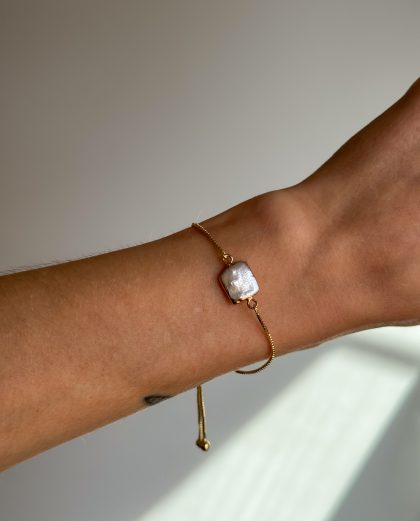 Adjustable Square Pearl Bracelet